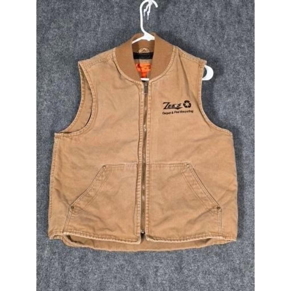 Mens M Vest Canvas Duck Brown Quilted Workwear Insulated Full Zip CornerStone